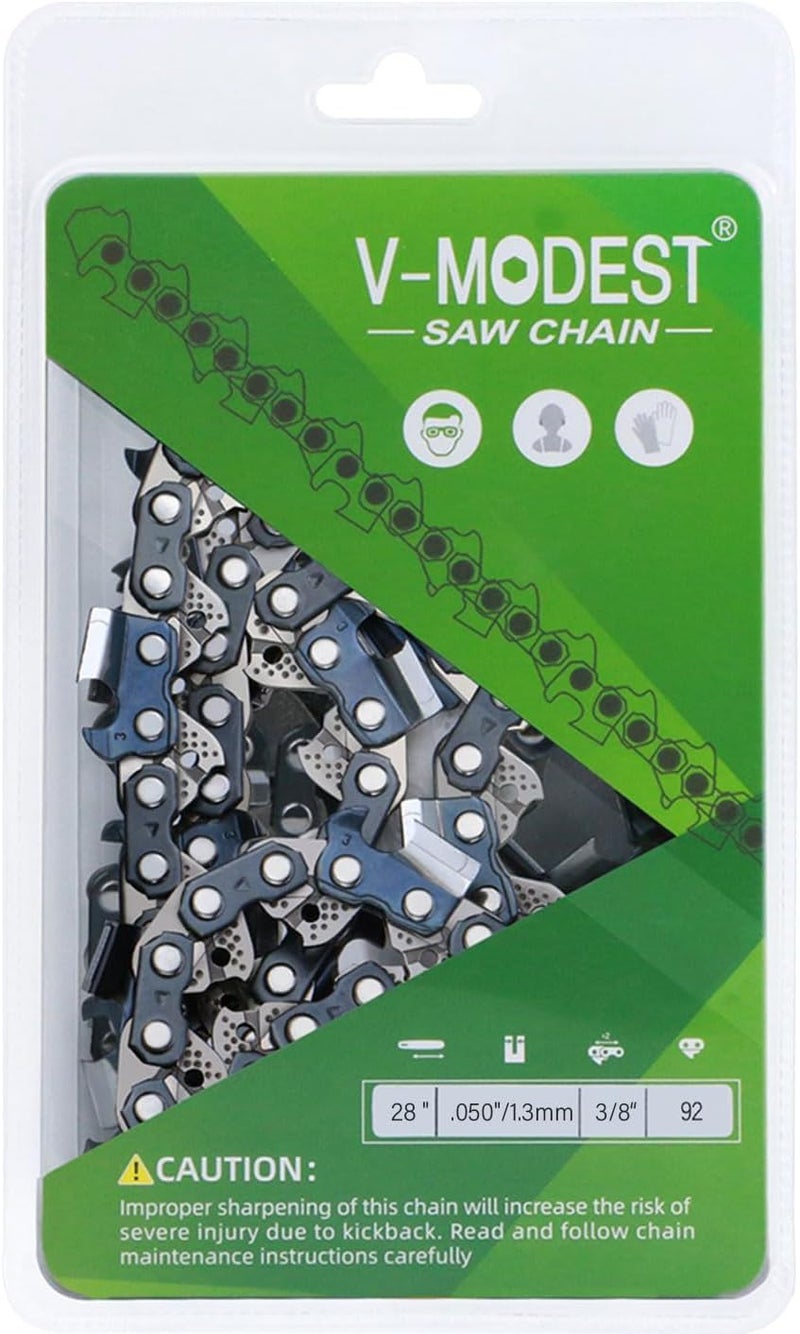 V-MODEST 28 inch Chainsaw Chain Full Chisel 92 Drive Links, 3/8" Pitch .050" Gauge Professional Saw Chain fits McCulloch Pro Mac 800, MS461 Replace Oregon 72LPX092G, 72EXL092G (1 Chain) - Image 1